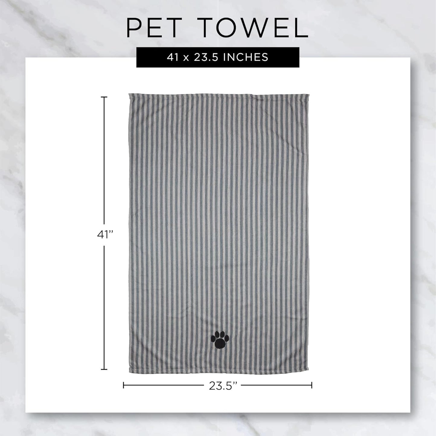 X-Large Absorbent Microfiber Pet Grooming Towel Collection, 41" x 23.5", Embroidered Taupe