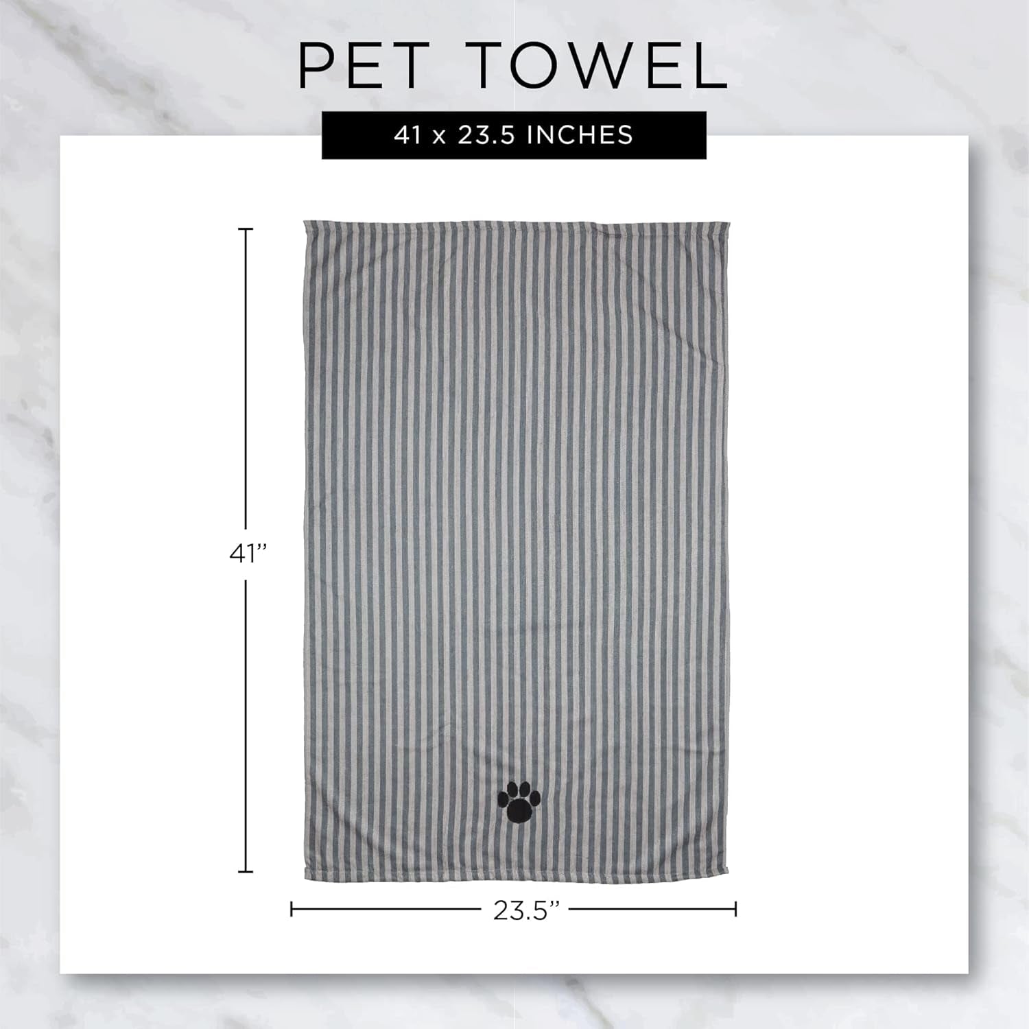 X-Large Absorbent Microfiber Pet Grooming Towel Collection, 41" x 23.5", Embroidered Taupe
