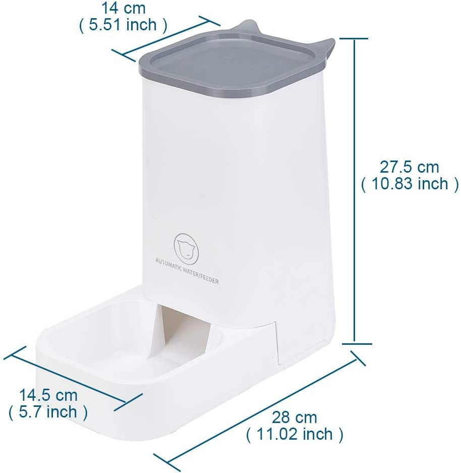 Automatic Pet Feeder and Water Dispenser Set - 1-Gallon Water Capacity and 2.1Kg Food Storage, Self-Dispensing Polypropylene Design for Cats and Dogs