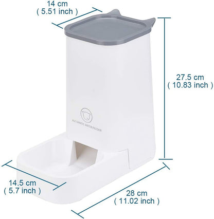 Automatic Pet Feeder and Water Dispenser Set - 1-Gallon Water Capacity and 2.1Kg Food Storage, Self-Dispensing Polypropylene Design for Cats and Dogs