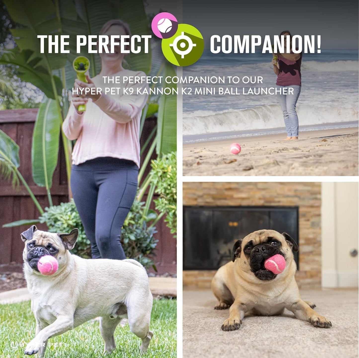 Mini Extra Small Tennis Balls for Dogs - 1.75 Inch, 4 Pack, Pink | Safe Interactive Play Toys for Exercise and Training, Compatible with K9 Kannon Launcher, Promotes Daily Activity for Small Breeds