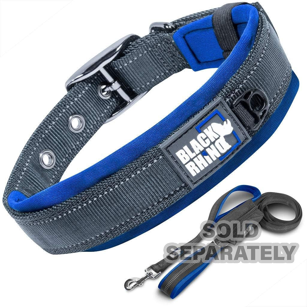 Medium Dog Collars - Adjustable Reflective Heavy-Duty Collar with Ultra-Soft Neoprene Padding - Weatherproof, Durable, and Comfortable - Perfect for Active Dogs - Blue and Gray