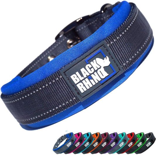 Medium Dog Collars - Adjustable Reflective Heavy-Duty Collar with Ultra-Soft Neoprene Padding - Weatherproof, Durable, and Comfortable - Perfect for Active Dogs - Blue and Gray