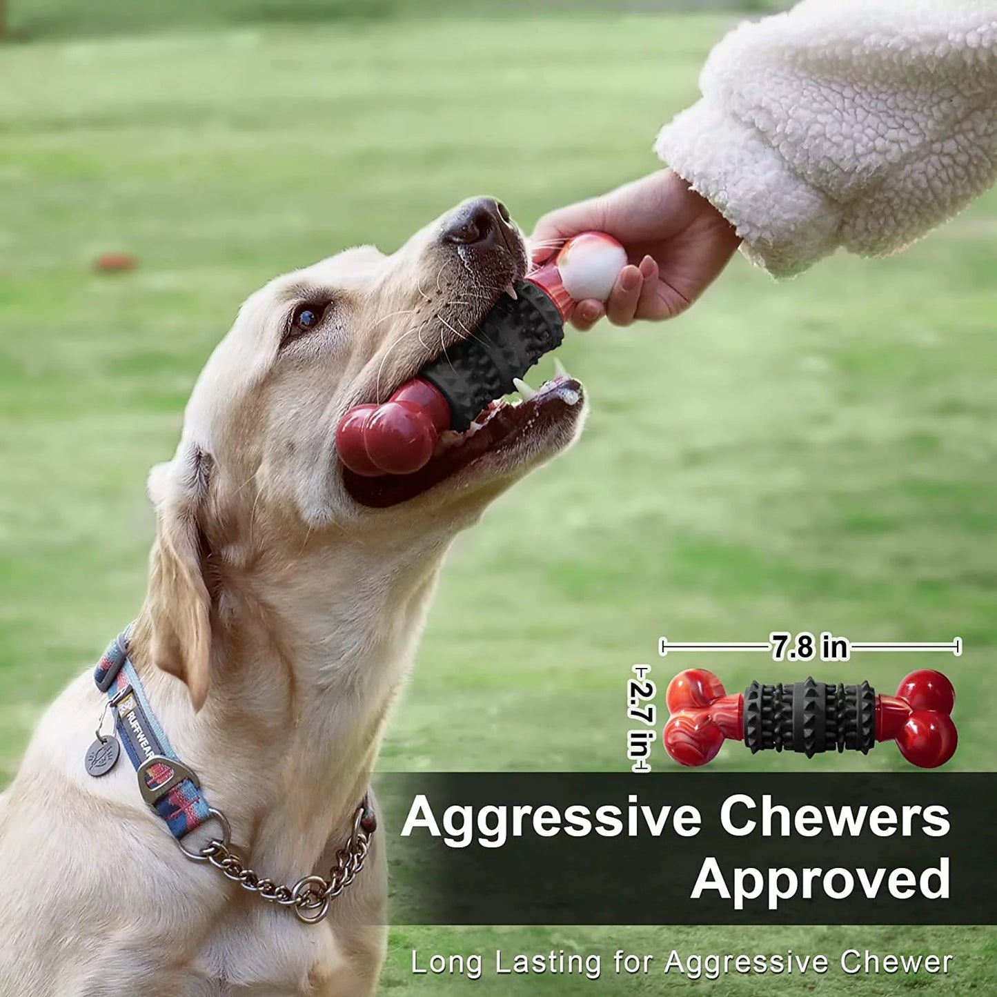 Durable Interactive Dog Toy for Aggressive Chewers - Indestructible Bone Design for Medium to Large Dogs by Dinosam