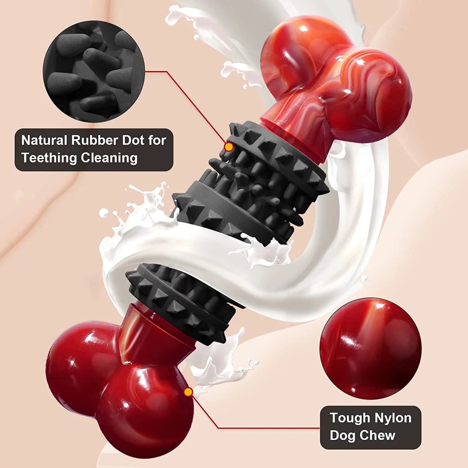 Durable Interactive Dog Toy for Aggressive Chewers - Indestructible Bone Design for Medium to Large Dogs by Dinosam
