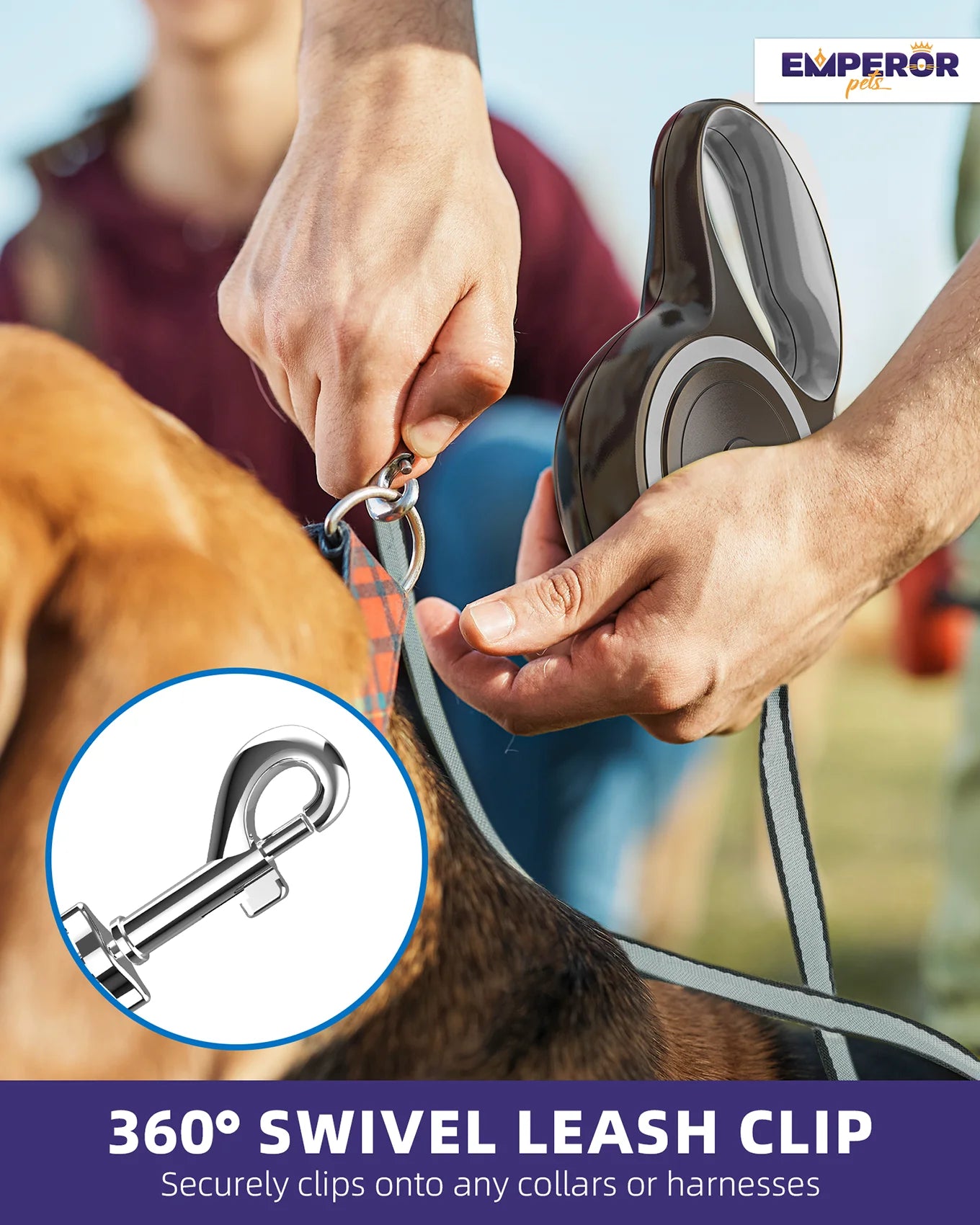 16 Ft Heavy Duty Retractable Dog Leash for Large Dogs up to 110 lbs - Gray