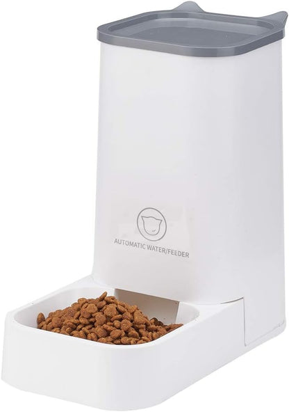 Automatic Pet Feeder and Water Dispenser Set - 1-Gallon Water Capacity and 2.1Kg Food Storage, Self-Dispensing Polypropylene Design for Cats and Dogs