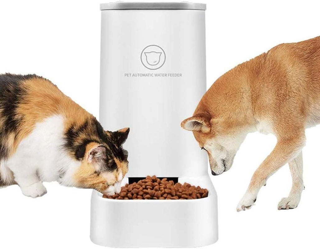 Automatic Pet Feeder and Water Dispenser Set - 1-Gallon Water Capacity and 2.1Kg Food Storage, Self-Dispensing Polypropylene Design for Cats and Dogs