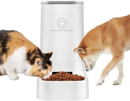 Automatic Pet Feeder and Water Dispenser Set - 1-Gallon Water Capacity and 2.1Kg Food Storage, Self-Dispensing Polypropylene Design for Cats and Dogs