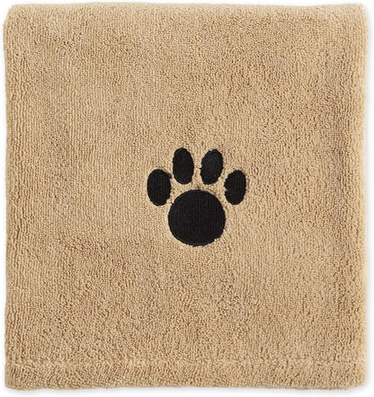 X-Large Absorbent Microfiber Pet Grooming Towel Collection, 41" x 23.5", Embroidered Taupe
